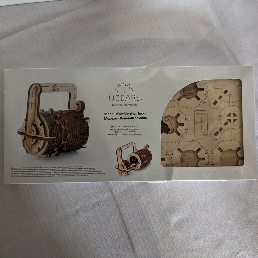 Ugears mechanical model wooden 3D combination lock sealed puzzle